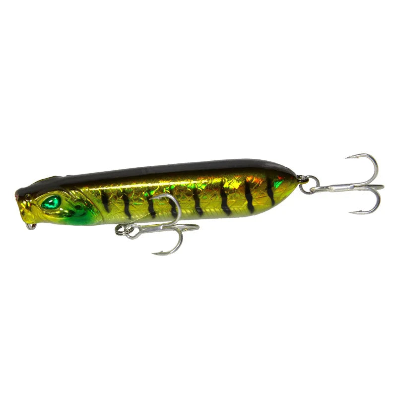 4" Small Popper Snake Head Black and Gold Lure