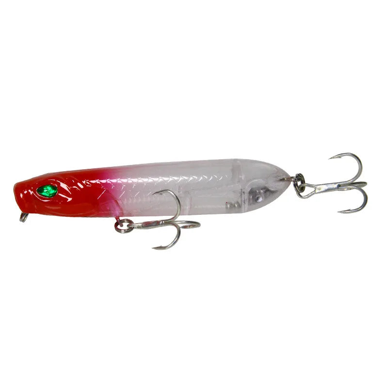 4" Small Popper Snake Head White with Red head Lure