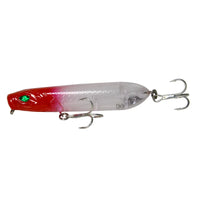 4" Small Popper Snake Head White with Red head Lure