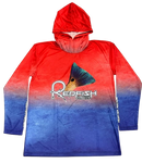 Redfish Nation Hooded Performance Red/Blue Redfish Shirt