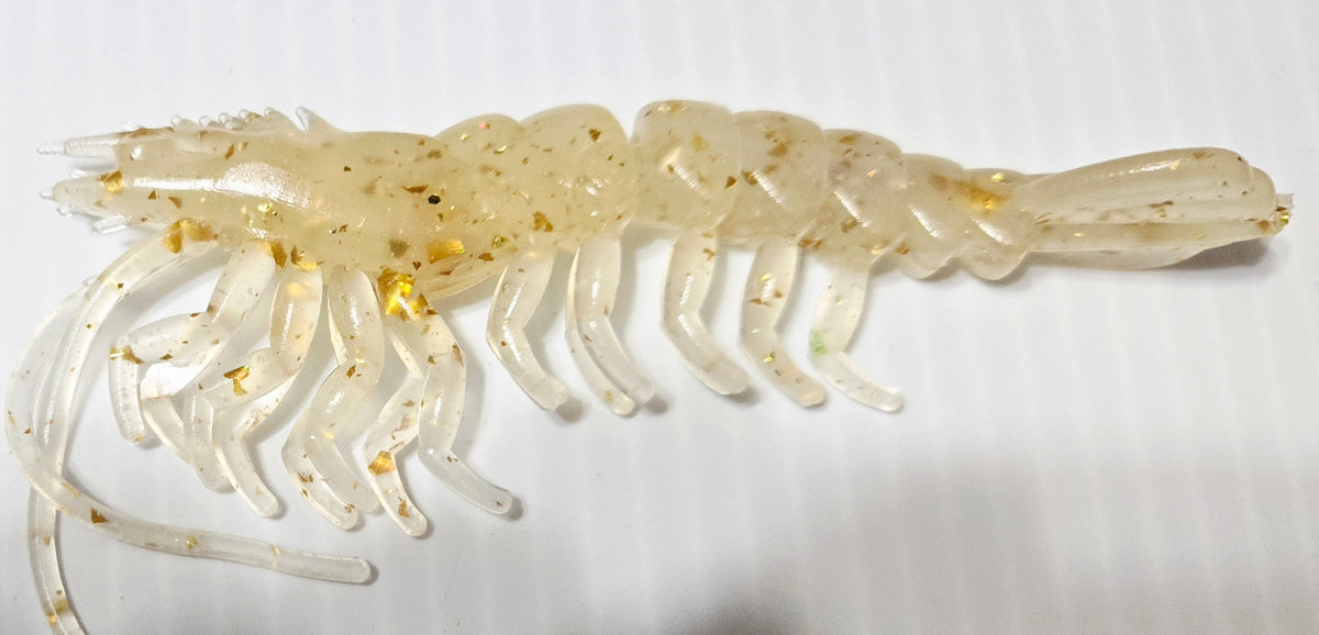 Realistic 4 1/4" Rattling UV Plastic Shrimp - Snow White