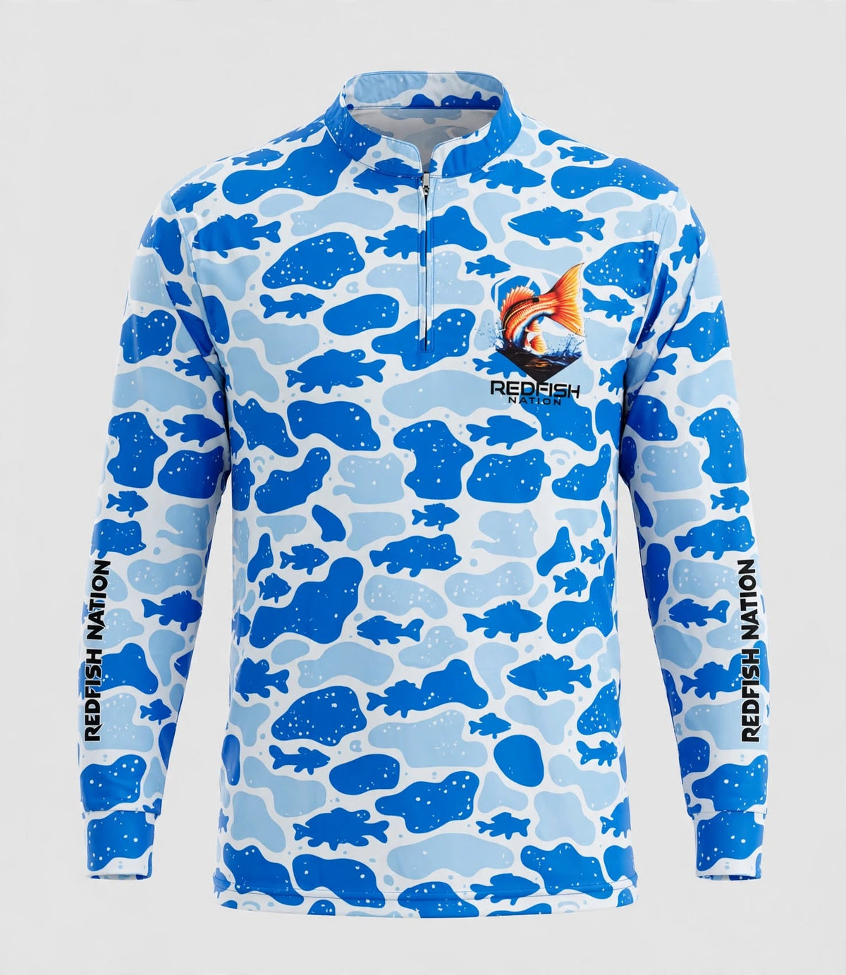 Redfish Nation Performance Blue Camo Redfish Drinking