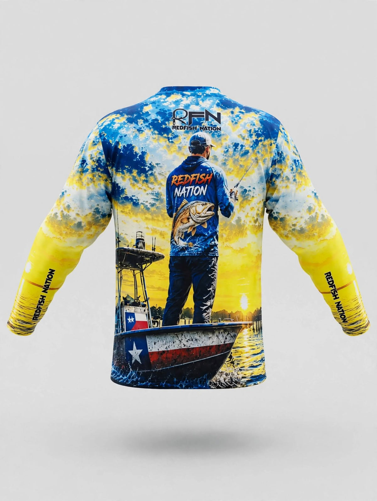 Redfish Nation Performance Lets go Fishing Shirt.