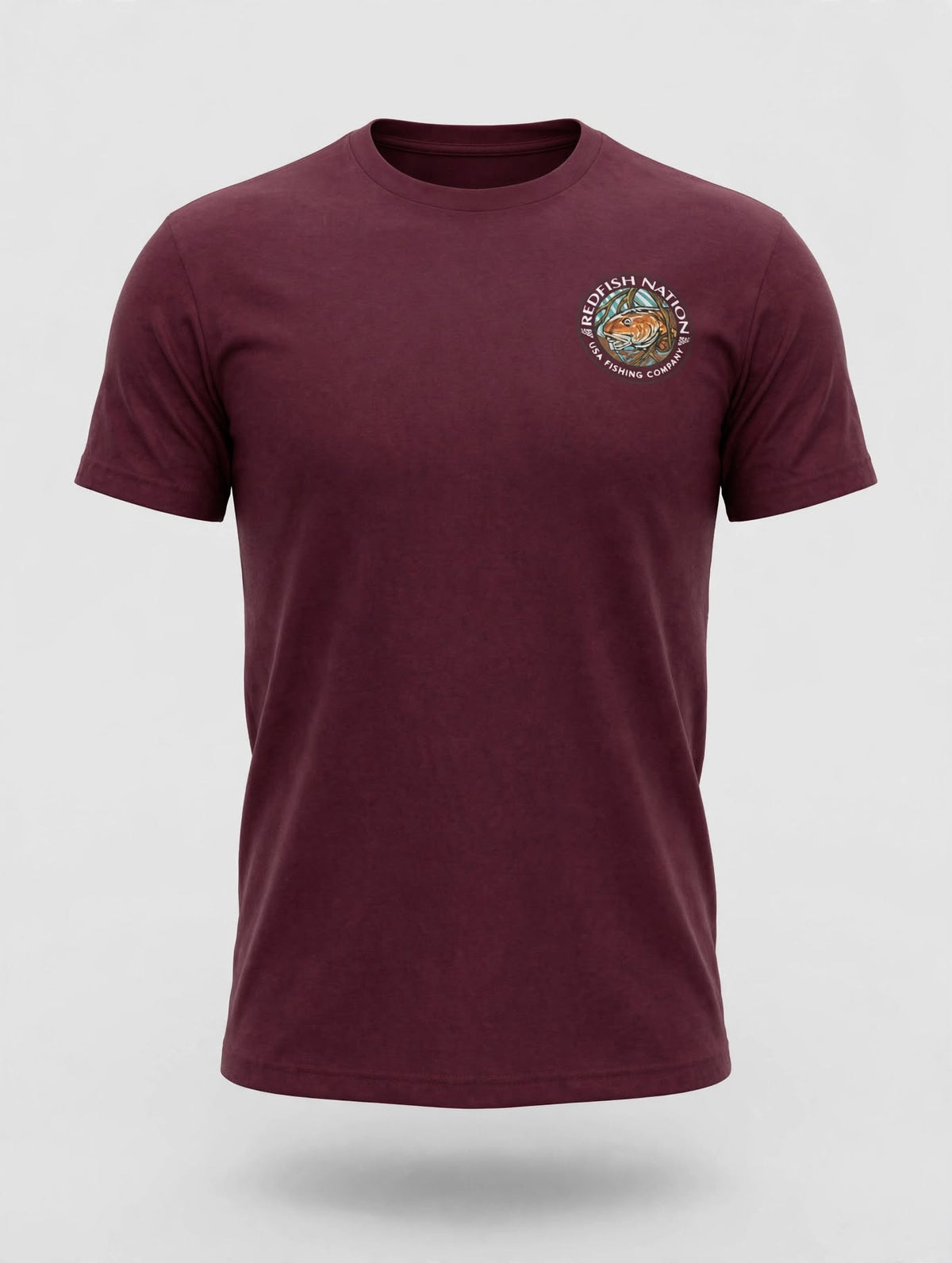 Short Sleeve Logo Redfish Nation T-Shirt Maroon Redfish Design