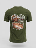 Short Sleeve Logo Redfish Nation T-Shirt Military Green Redfish Design