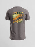 Short Sleeve Logo Redfish Nation T-Shirt Grey Redfish Design