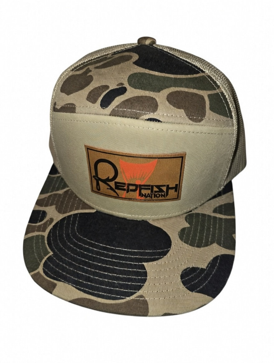 Redfish Nation Light Brown Camo 7 Panel Cap
