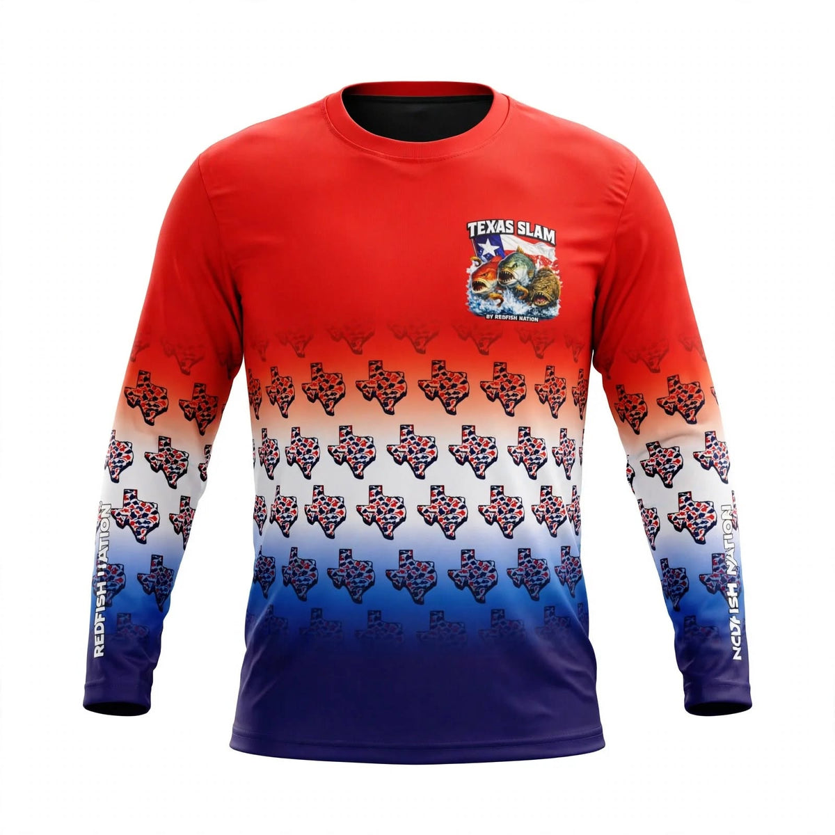 Redfish Nation Performance Red/White/Blue Texas Fishing Shirt