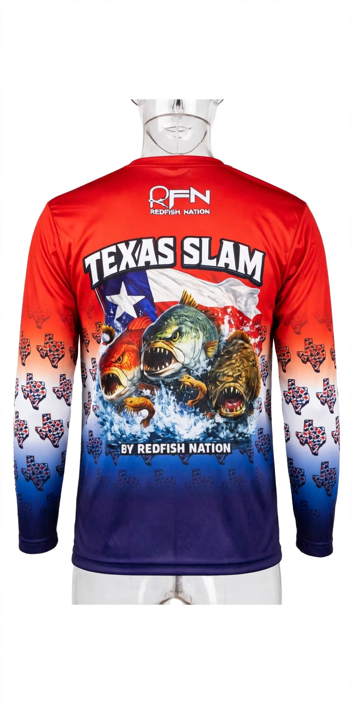 Redfish Nation Performance Red/White/Blue Texas Fishing Shirt