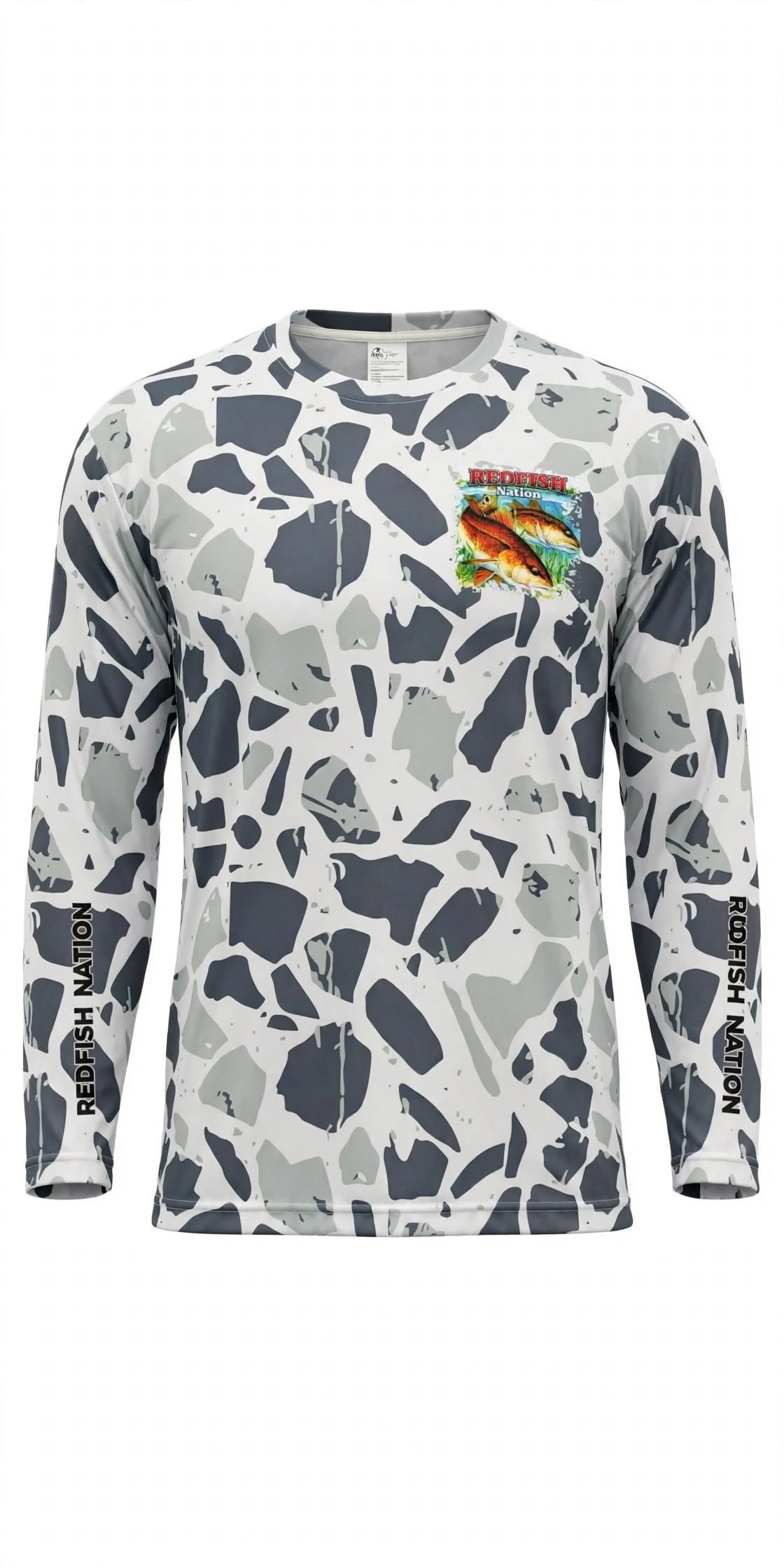 Redfish Nation Performance Splat Camo Grey Fishing Shirt