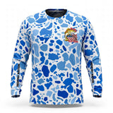 Redfish Nation Performance Blue Splat Camo Fishing Shirt