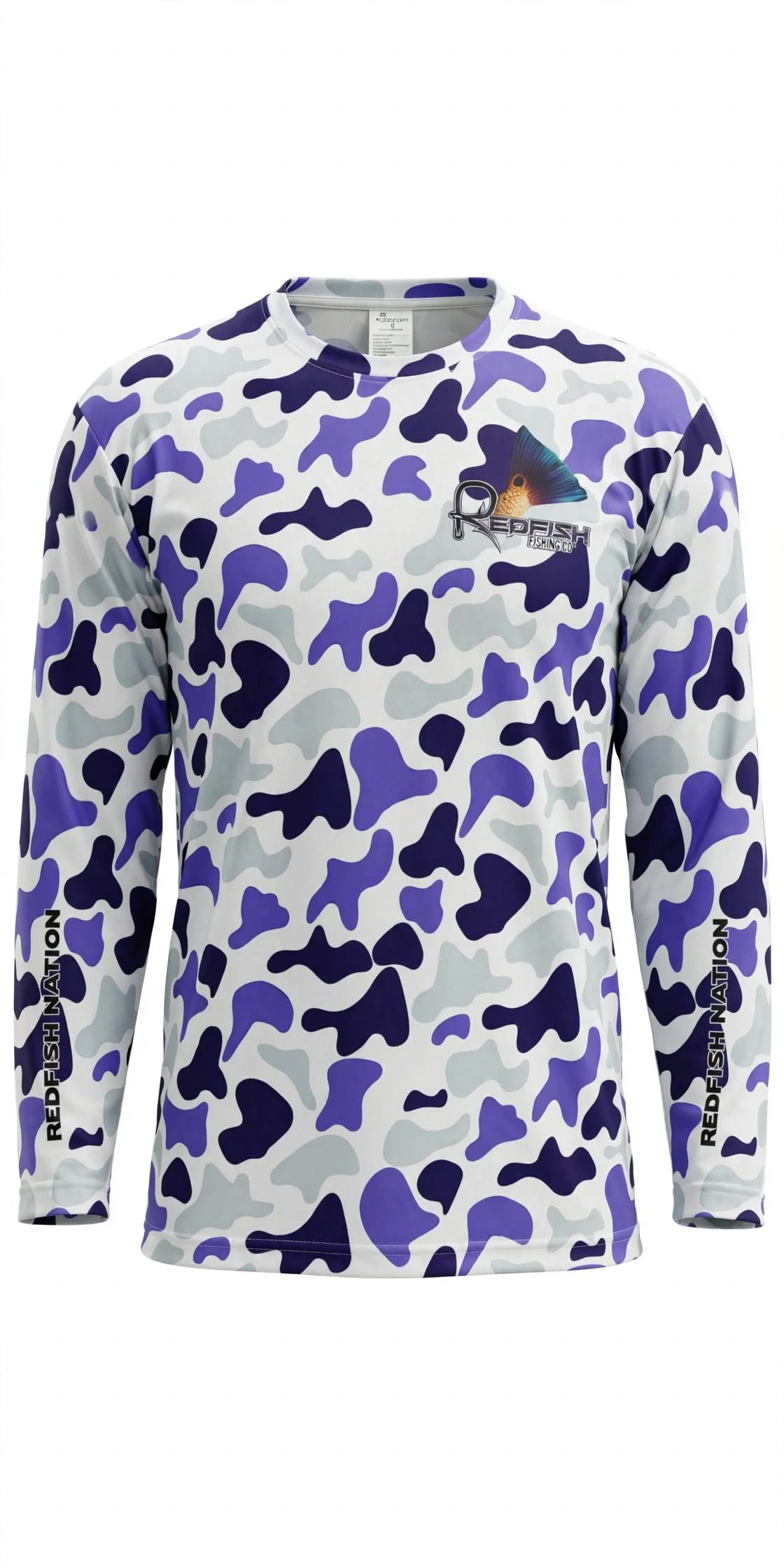 Redfish Nation Performance Standard Camo Purple Fishing Shirt