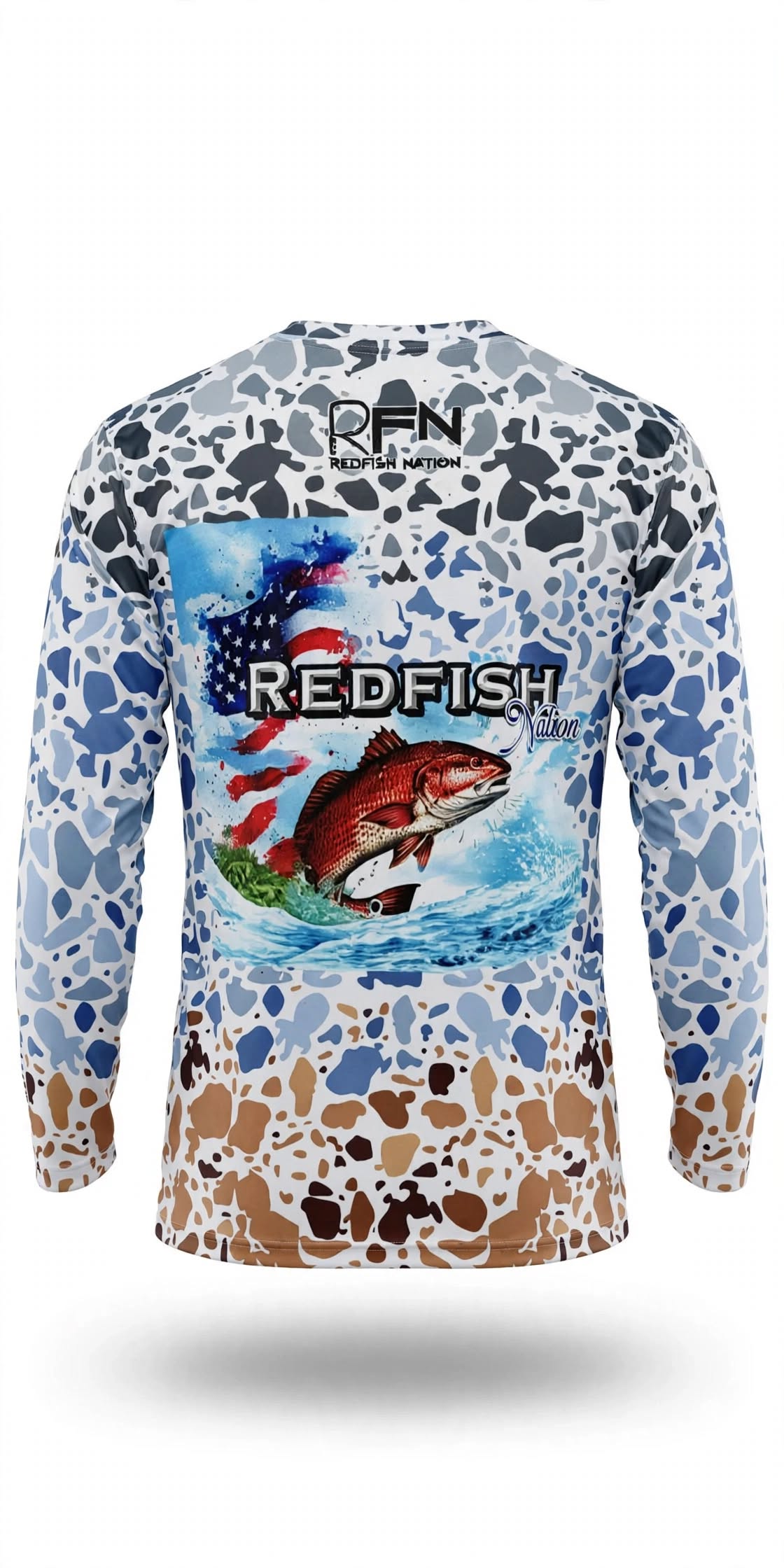Redfish Nation Performance Splat Tri-Color Camo Fishing Shirt
