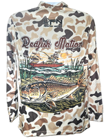 Redfish Nation Performance Redfish Shirt Original Camo Brown