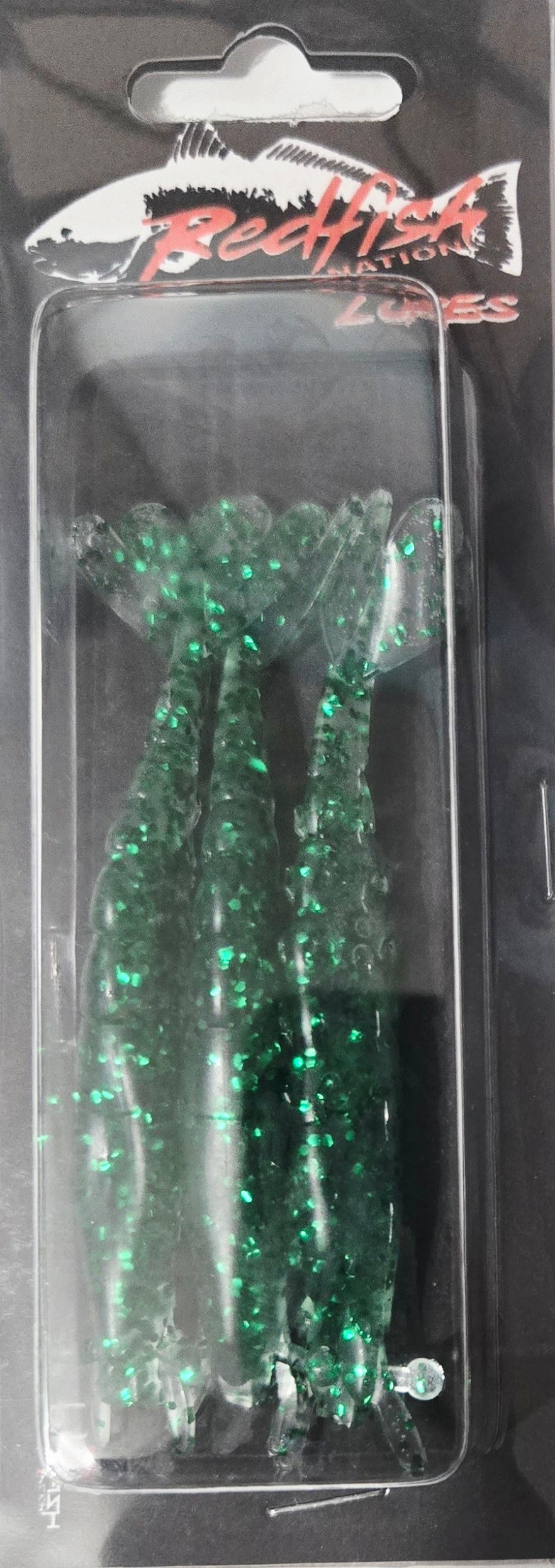 Redfish Nation 4" Soft Body Shrimp Soft Plastic Lure - Green Glitter
