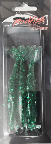 Redfish Nation 4" Soft Body Shrimp Soft Plastic Lure - Green Glitter