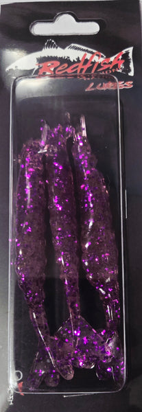 Redfish Nation 4" Soft Body Shrimp Soft Plastic Lure - Purple Glitter