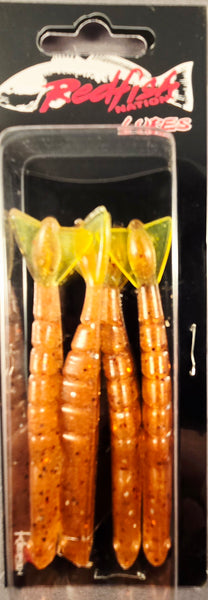 Redfish Nation 4" Shrimp Tail Soft Plastic Lure - Tail Bronze-Yellow