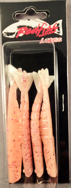 Redfish Nation 4" Shrimp Tail Soft Plastic Lure - Tail Pink - White