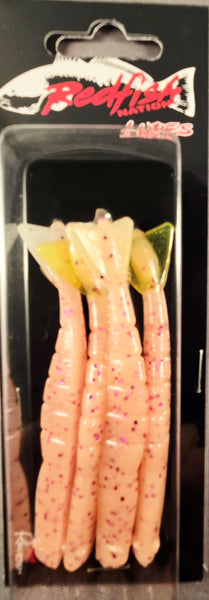 Redfish Nation 4" Shrimp Tail Soft Plastic Lure - Tail Pink - Yellow