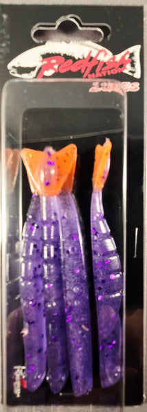 Redfish Nation 4" Shrimp Tail Soft Plastic Lure - Tail Purple - Orange