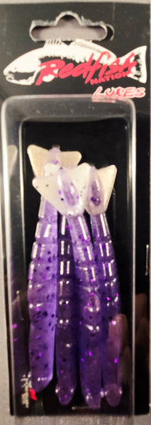 Redfish Nation 4" Shrimp Tail Soft Plastic Lure - Tail Purple - White