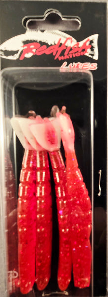 Redfish Nation 4" Shrimp Tail Soft Plastic Lure - Tail Red - White