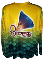 Performance Yellow/Green Scales Long sleeve shirt Redfish Nation