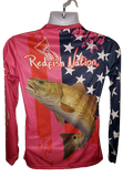 Redfish Nation Performance shirt - US Flag  Pink Redfish