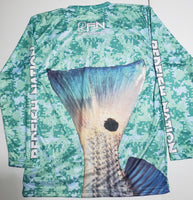 Light Blue Digital Camo "Redfish Tail" long sleeve shirt