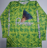 Lime Green digital Camo "Redfish Tail" long sleeve shirt
