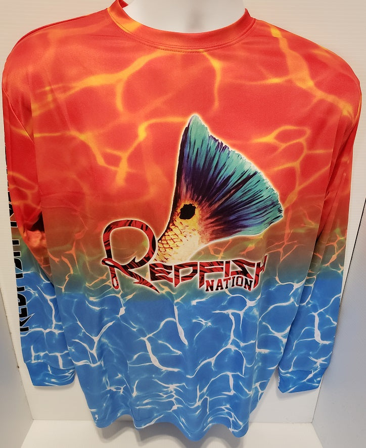 Redfish Nation Performance Long Sleeve Shirt - Orange/Blue - 2022NOV