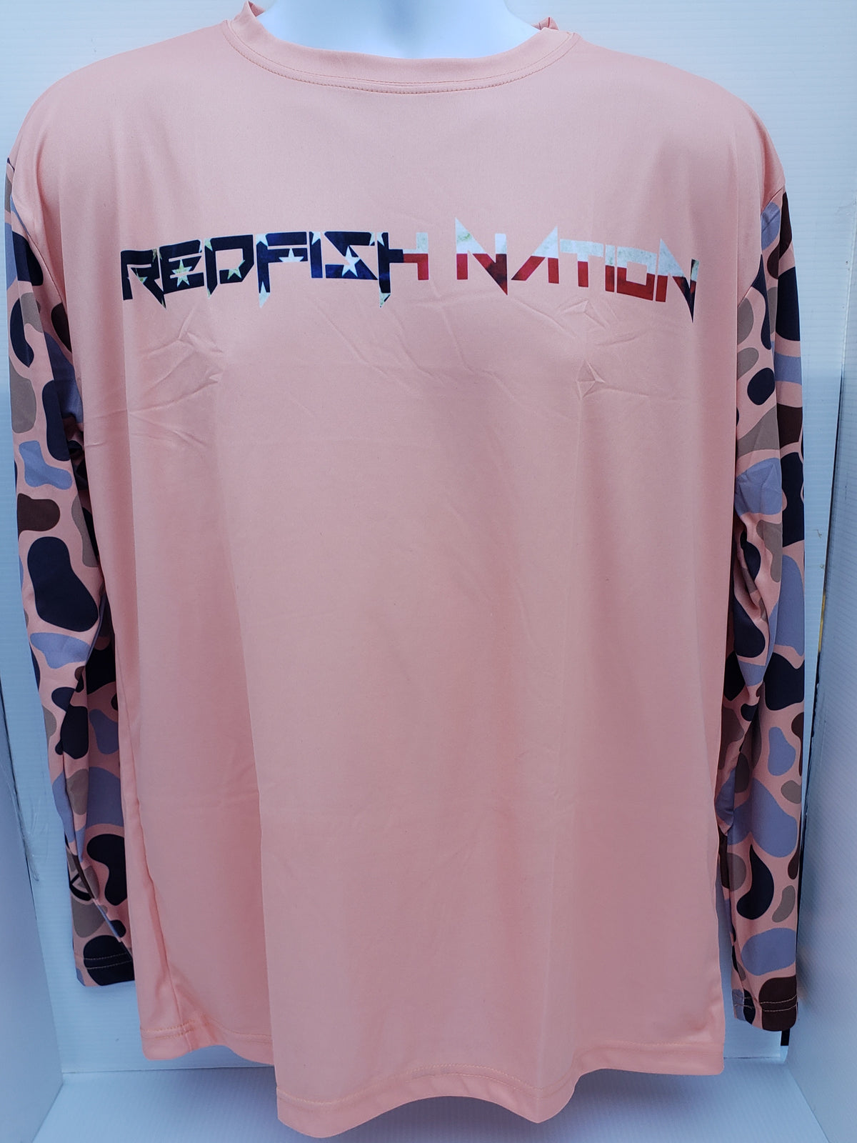 Redfish Nation Logo Performance Shirt - Coral Camo