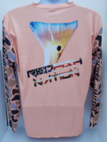 Redfish Nation Logo Performance Shirt - Coral Camo