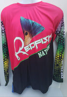 Pink/Black Tail Redfish Nation Performance Long Sleeve Shirt