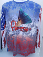 2022 US Flag Redfish Nation Performance Long Sleeve Shirt