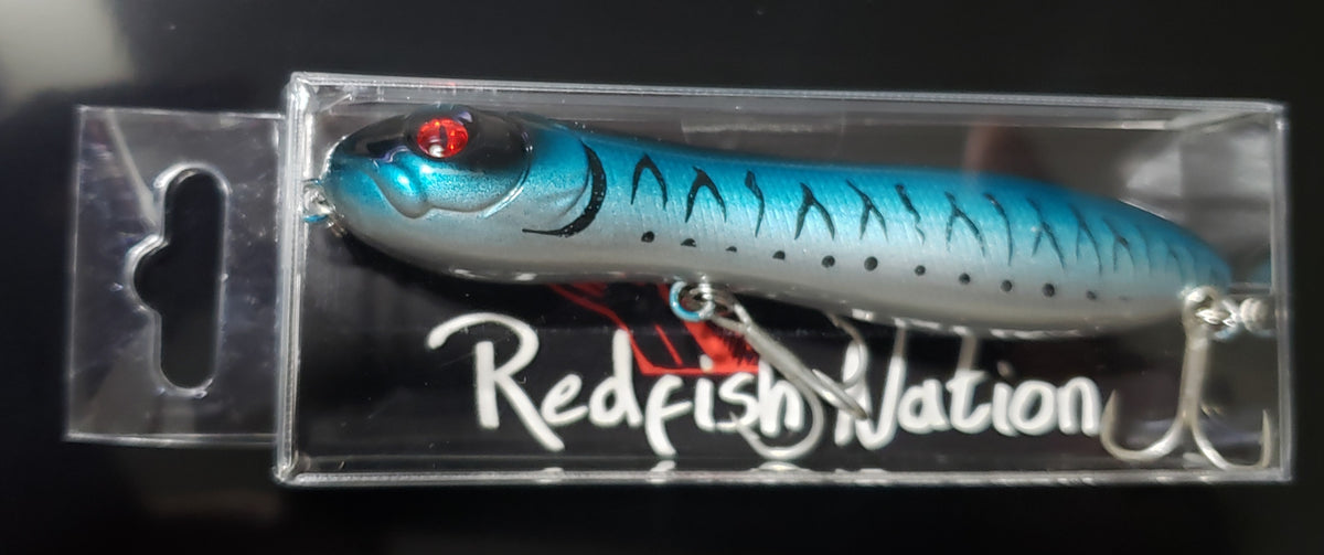 4" Double Knocker Light Blue Tiger Pockadot Top water lure