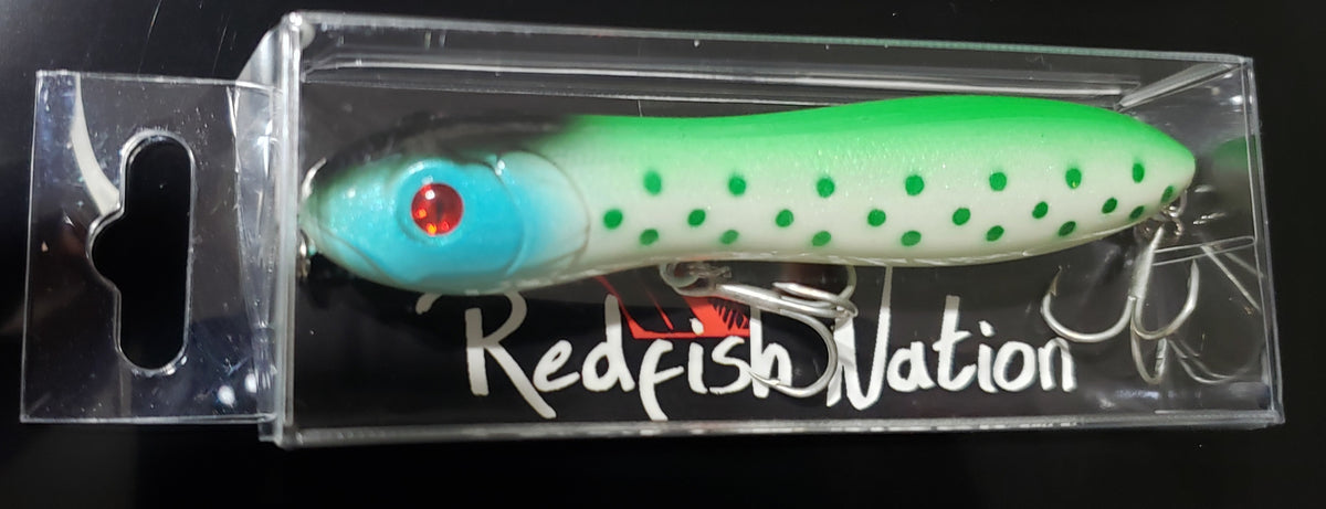 4" Double Knocker Green Pockadot Top water lure