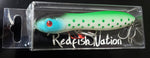 4" Double Knocker Green Pockadot Top water lure