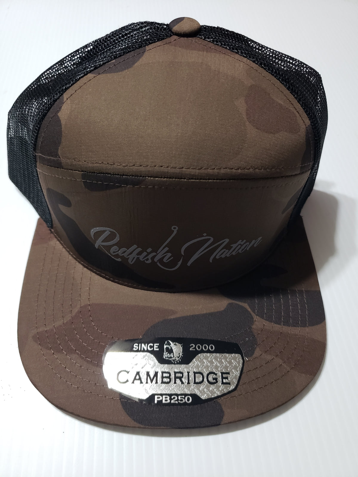 Redfish Nation Dark Brown Camo 7 Panel Cap