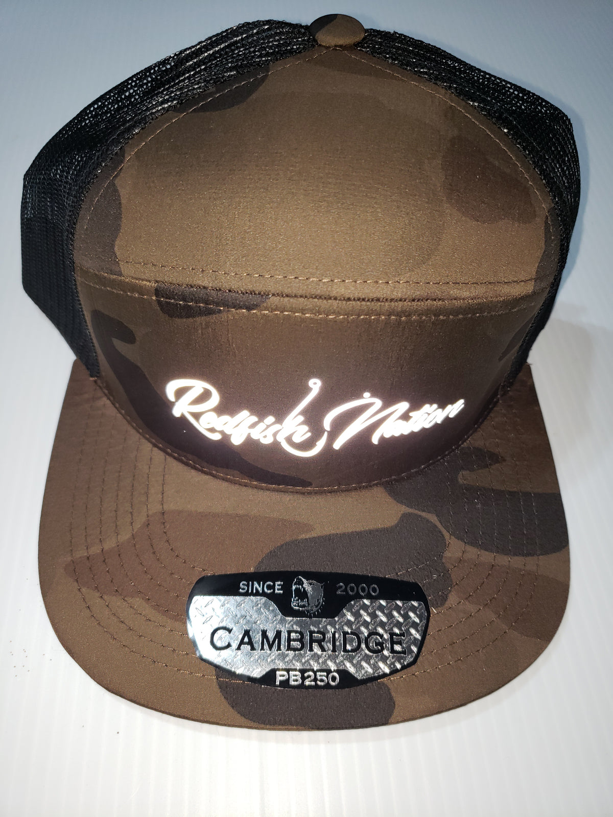 Redfish Nation Dark Brown Camo 7 Panel Cap