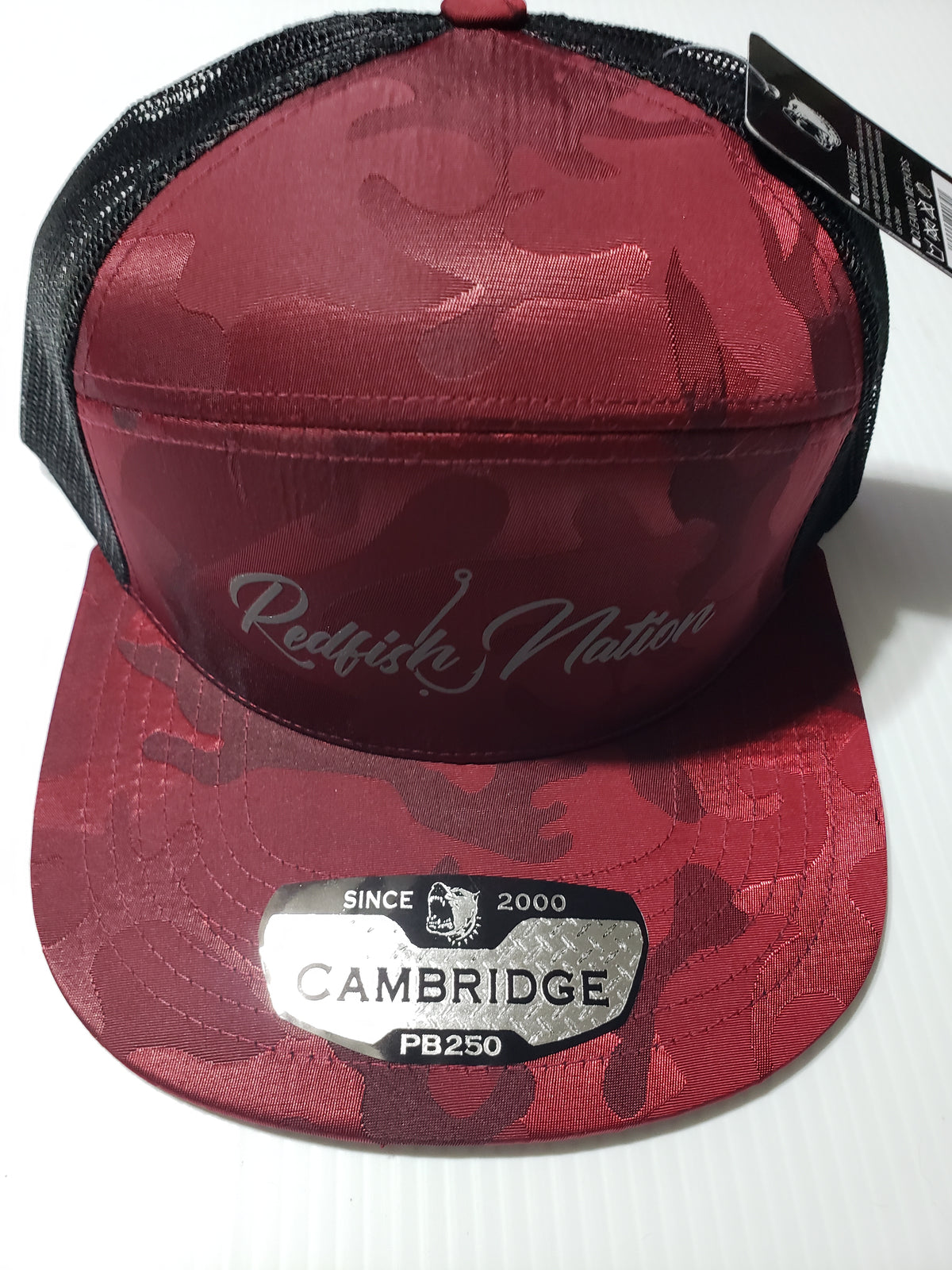 Redfish Nation Maroon Camo 7 Panel Cap