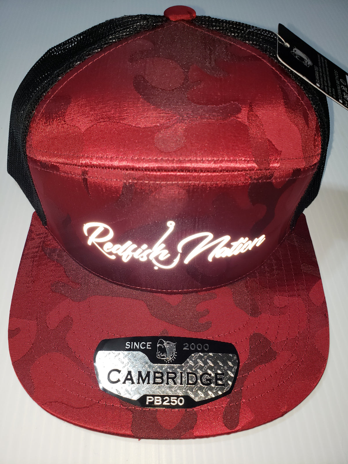 Redfish Nation Maroon Camo 7 Panel Cap