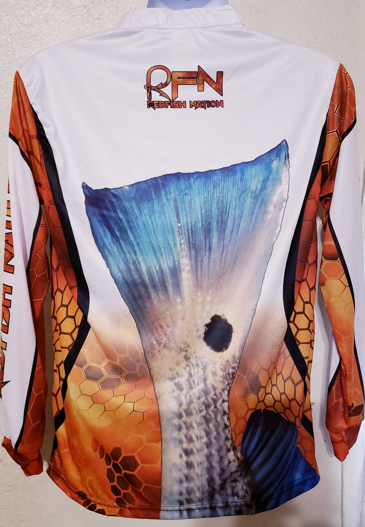 1/4 Zip Orange/White Redfish Nation Performance Long Sleeve Shirt