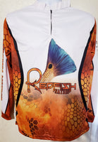 1/4 Zip Orange/White Redfish Nation Performance Long Sleeve Shirt