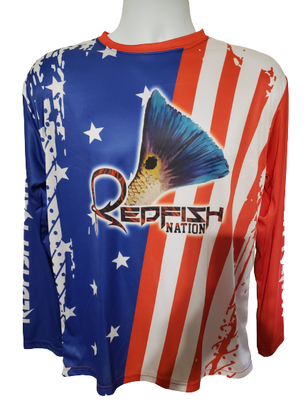 Performance long sleeve shirt Redfish Nation US Flag #3