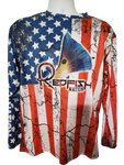 Performance long sleeve shirt Redfish Nation US Flag Rustic Design