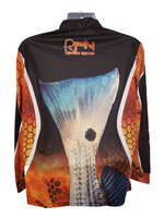 Redfish Nation Performance Long Sleeve Shirt - Pro 1/4 Zip Orange/Black