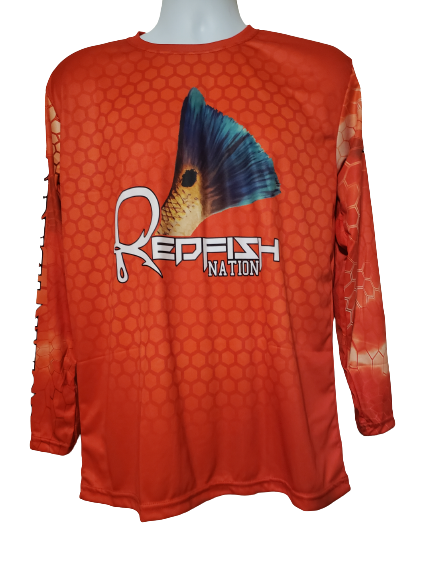 Redfish Nation Performance Long Sleeve Shirt - Red Octagon Design