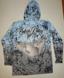 Performance Light Blue and Grey Hooded Redfish Shirt